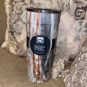 🩶🧡🩶NWT Wellness Double Wall Stainless Steel Vacuum Insulated 24 oz Tumbl…